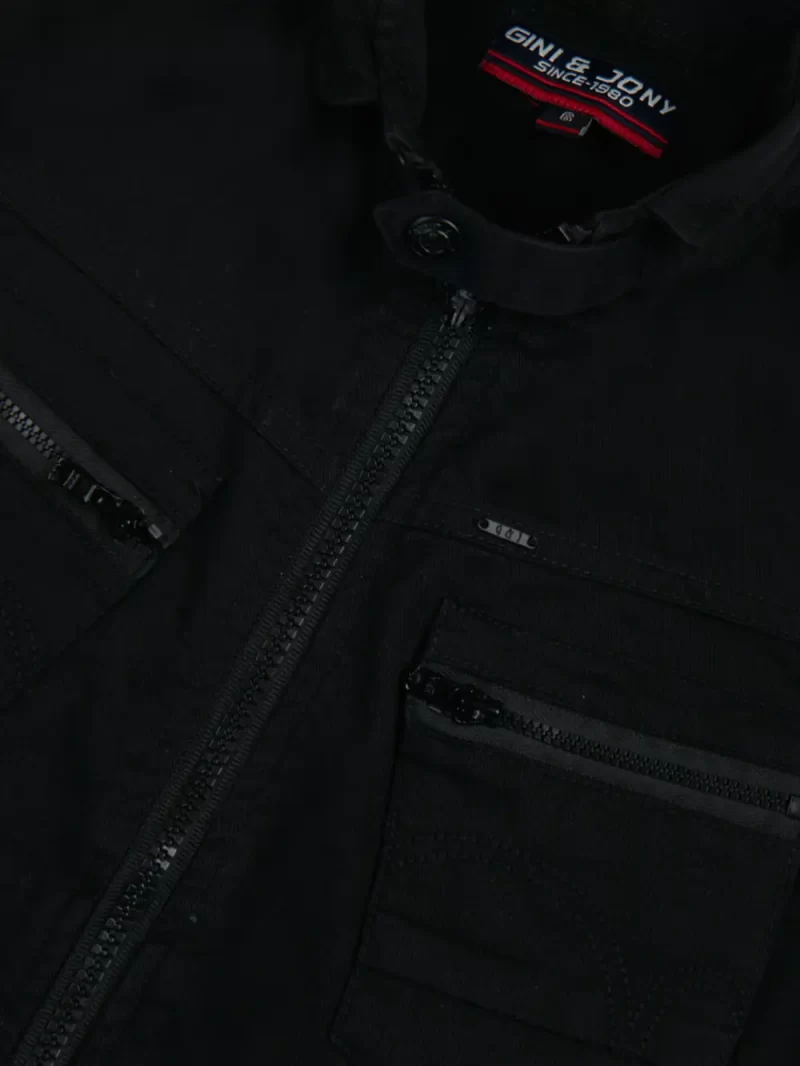 Gini And Jony Boys Black Solid Cotton Woven Jacket Sleeveless