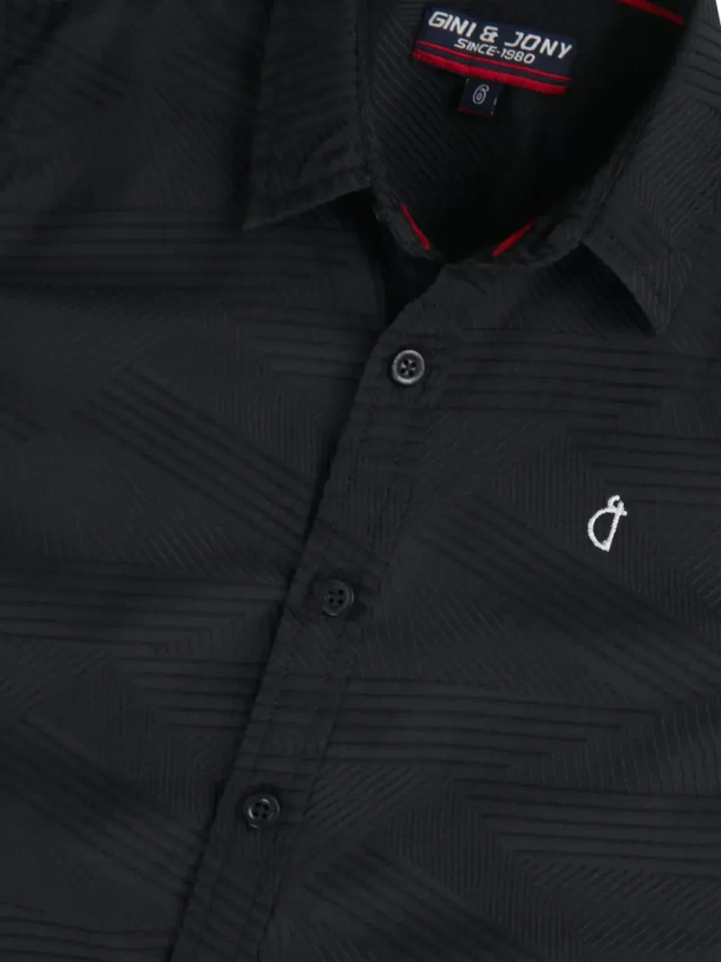 Gini & Jony Boys Black Cotton Abstract Print Collared Neck Half Sleeve Shirt