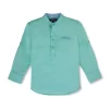 Gini And Jony Boys Green Solid Linen Shirt Full Sleeves