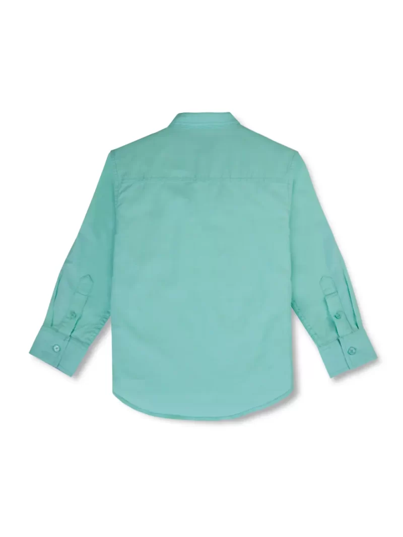Gini And Jony Boys Green Solid Linen Shirt Full Sleeves