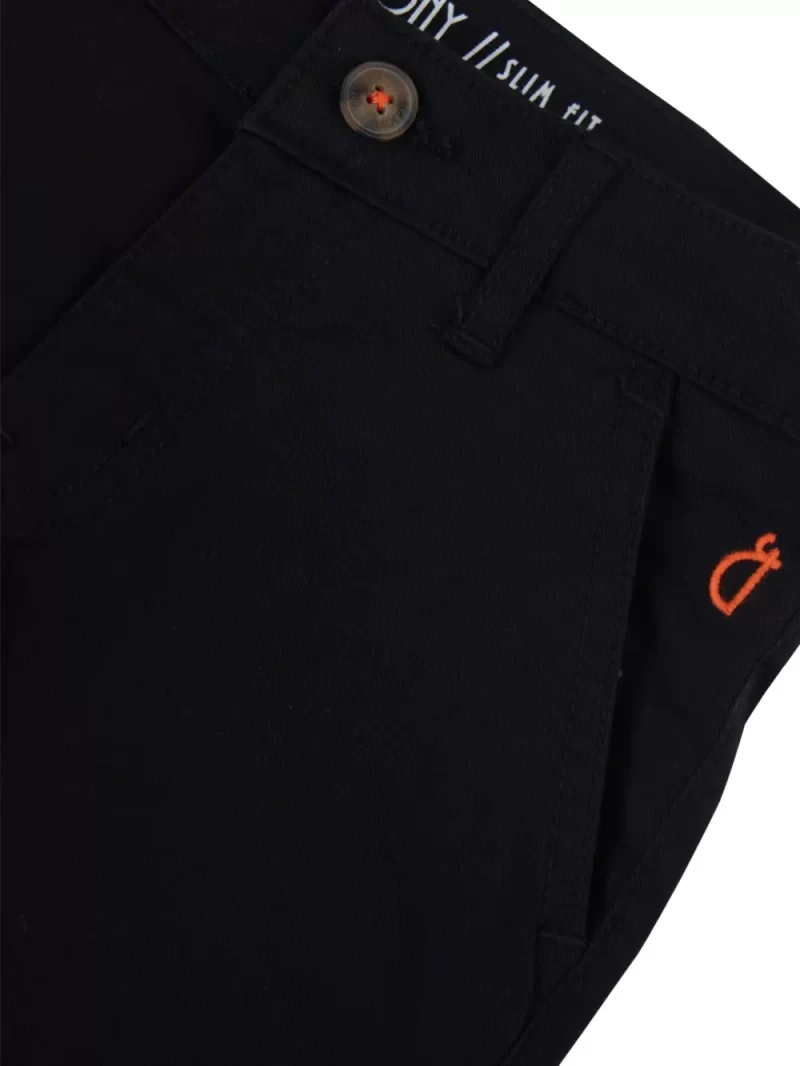 Gini & Jony Boys Black Twill Solid Elasticated Shorts