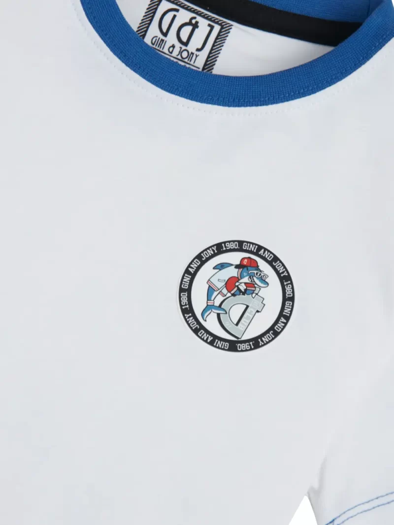 Gini & Jony Boys' Blue T-Shirt Knitshand-Wash Regular Fit