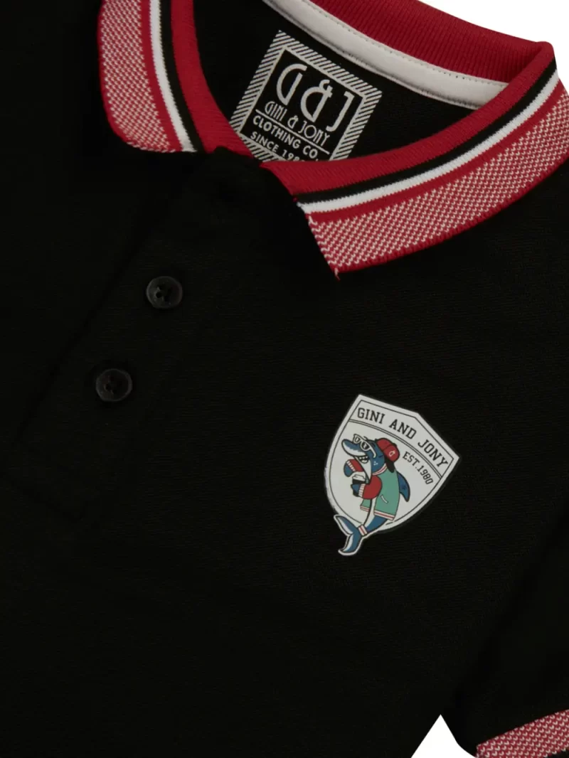 Gini And Jony Boys Black Solid Cotton Polo T-Shirt Half Sleeves