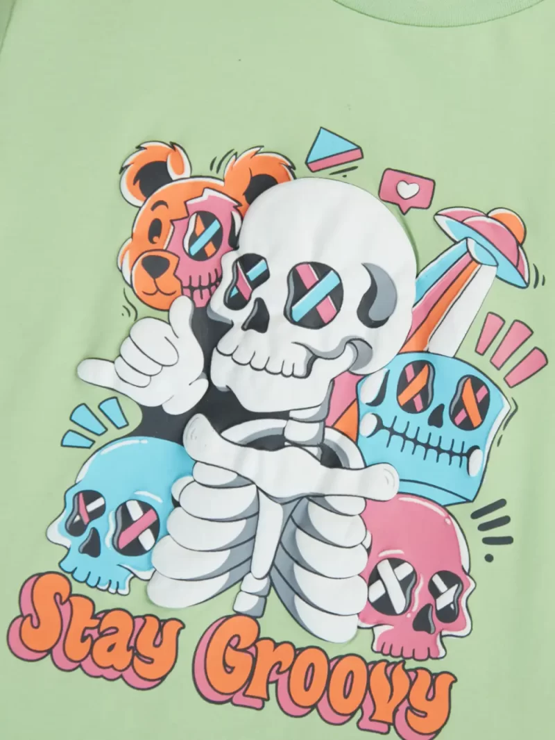 Gini And Jony Boys Green Graphic Print Cotton T-Shirt Half Sleeves