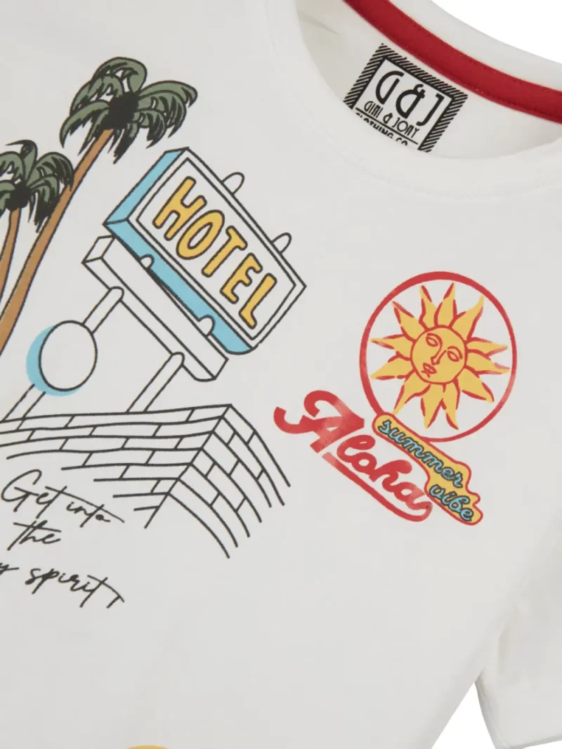 Gini & Jony Boys' Blue T-Shirt Knitshand-Wash Regular Fit