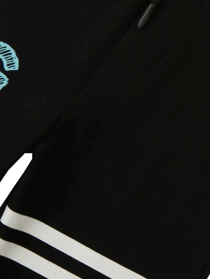 Gini And Jony Boys Black Typographic Print Cotton Bermuda Elasticated