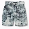 Gini And Jony Boys Blue Abstract Cotton Bermuda Elasticated