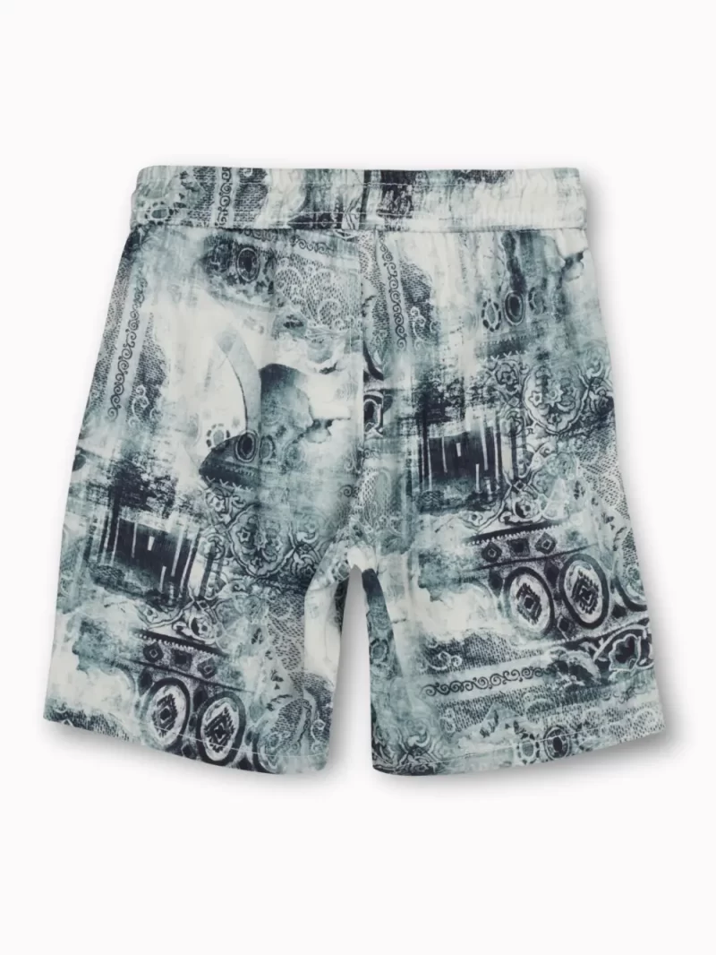 Gini And Jony Boys Blue Abstract Cotton Bermuda Elasticated