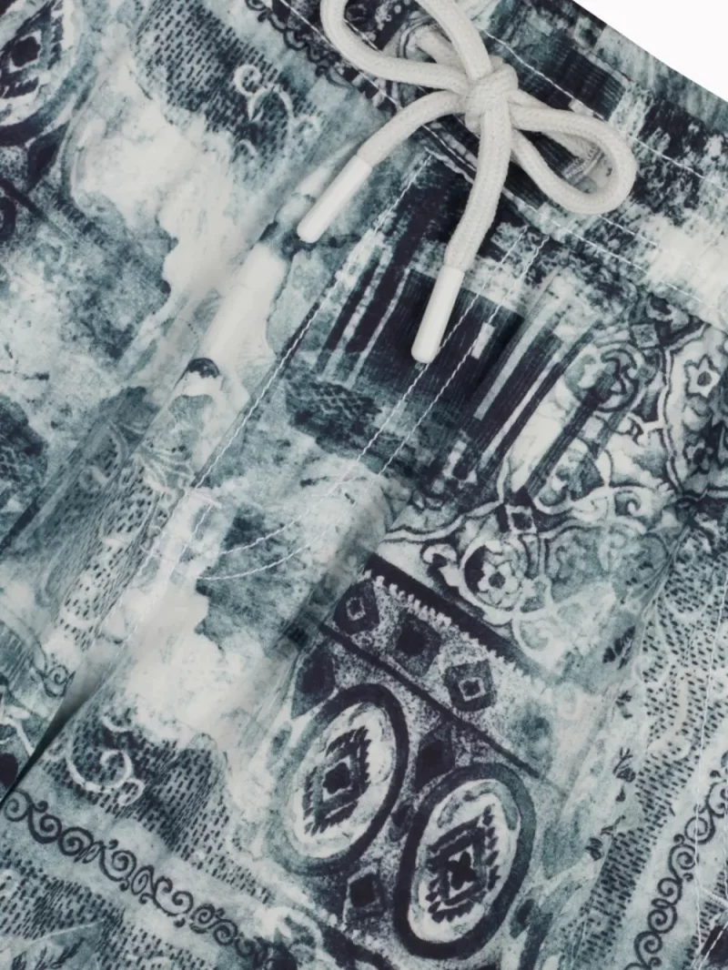 Gini And Jony Boys Blue Abstract Cotton Bermuda Elasticated