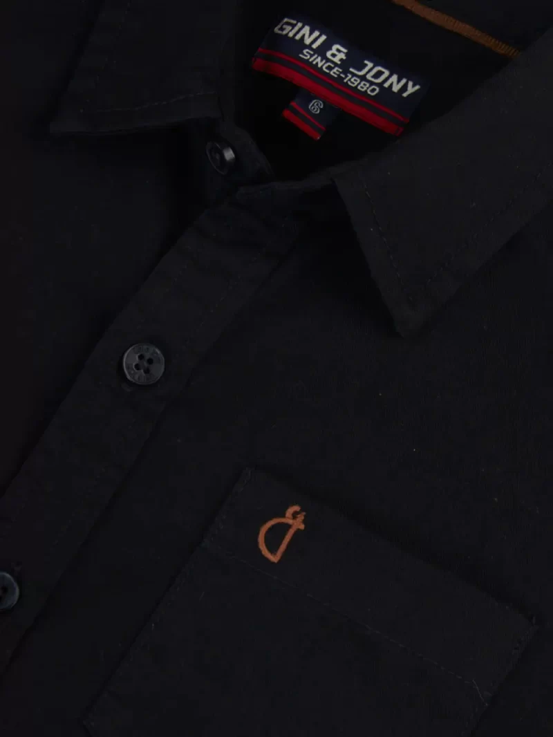Gini And Jony Boys Black Solid Cotton Shirt Full Sleeves