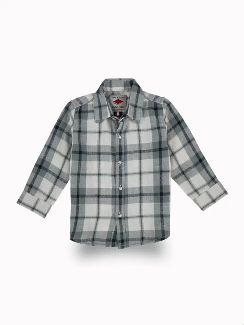 Gini And Jony Boys Green Checks Cotton Shirt Full Sleeves