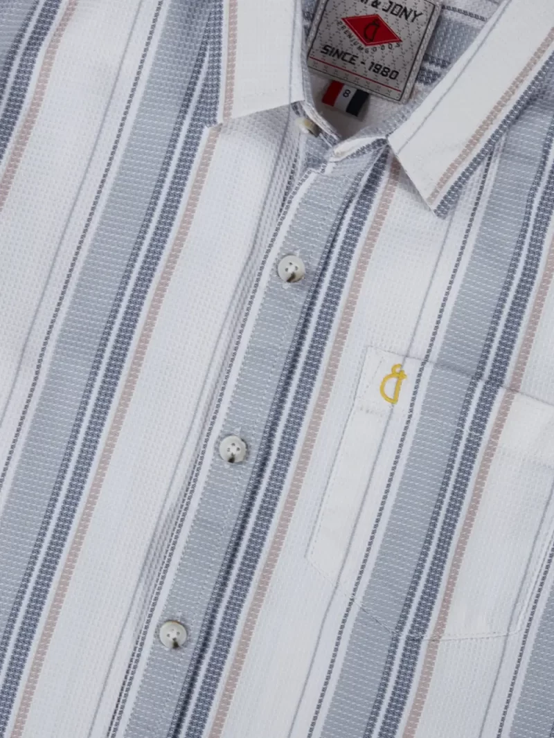 Gini And Jony Boys Blue Stripes Cotton Shirt Full Sleeves