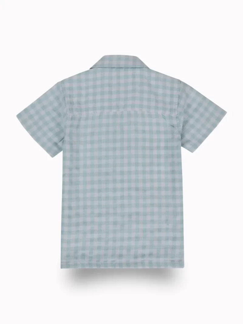 Gini And Jony Boys Blue Checks Cotton Shirt Half Sleeves