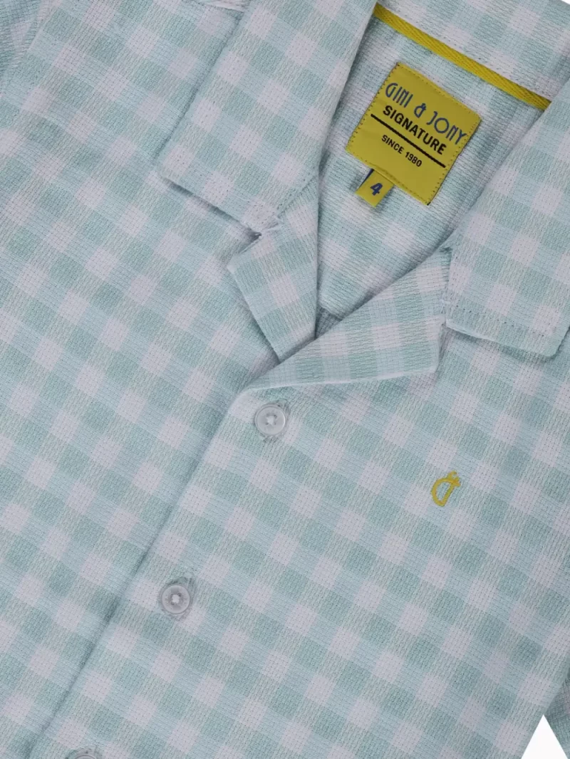 Gini And Jony Boys Blue Checks Cotton Shirt Half Sleeves