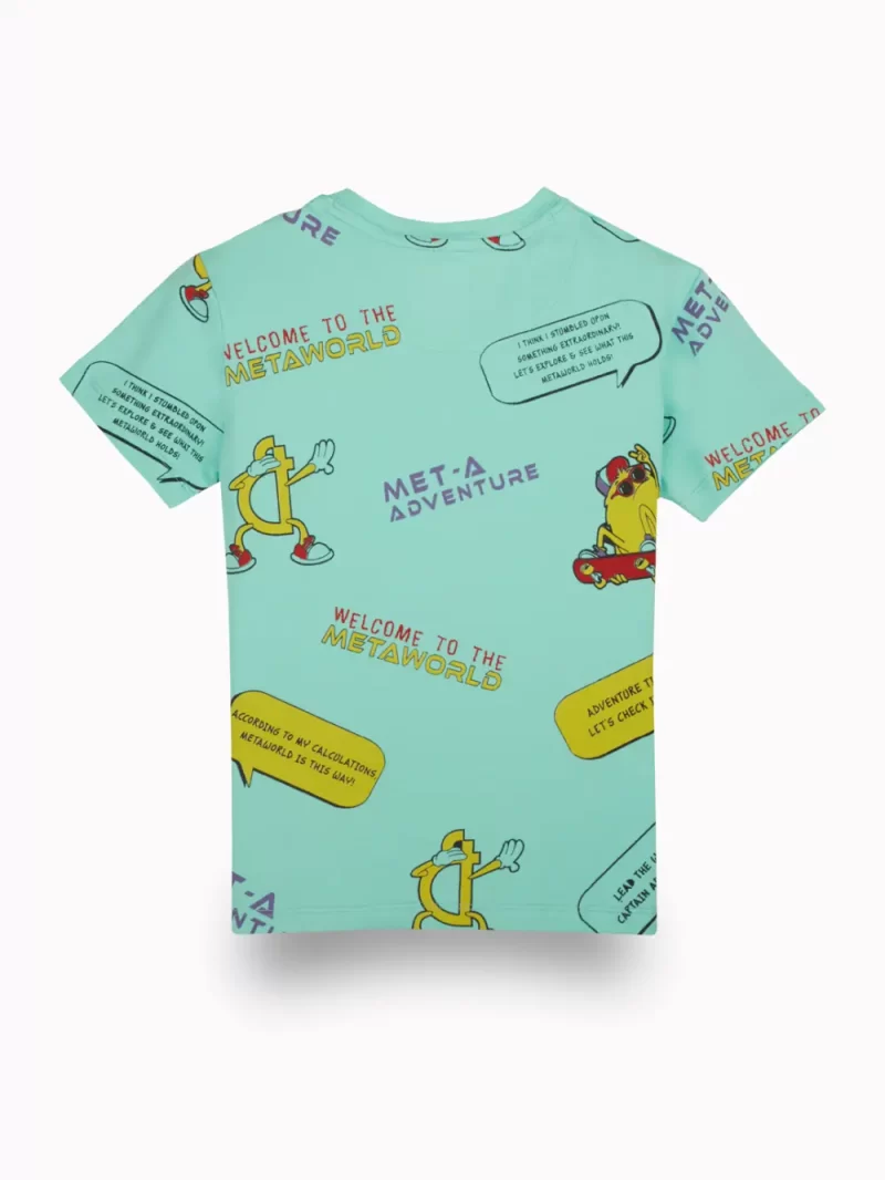 Gini & Jony Boys Turquoise Graphic Print Cotton Half Sleeves T-Shirt