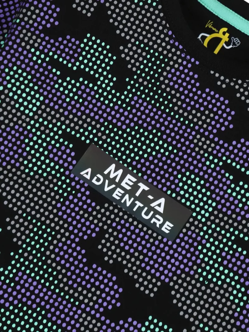 Gini & Jony Boys Black Cotton Camouflage Half Sleeves Round Neck T-Shirt