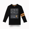 Gini And Jony Boys Black Graphic Print Cotton T-Shirt Full Sleeves