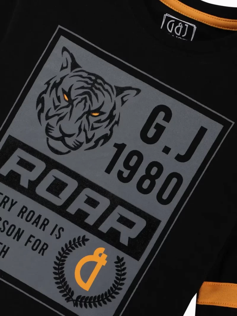 Gini And Jony Boys Black Graphic Print Cotton T-Shirt Full Sleeves