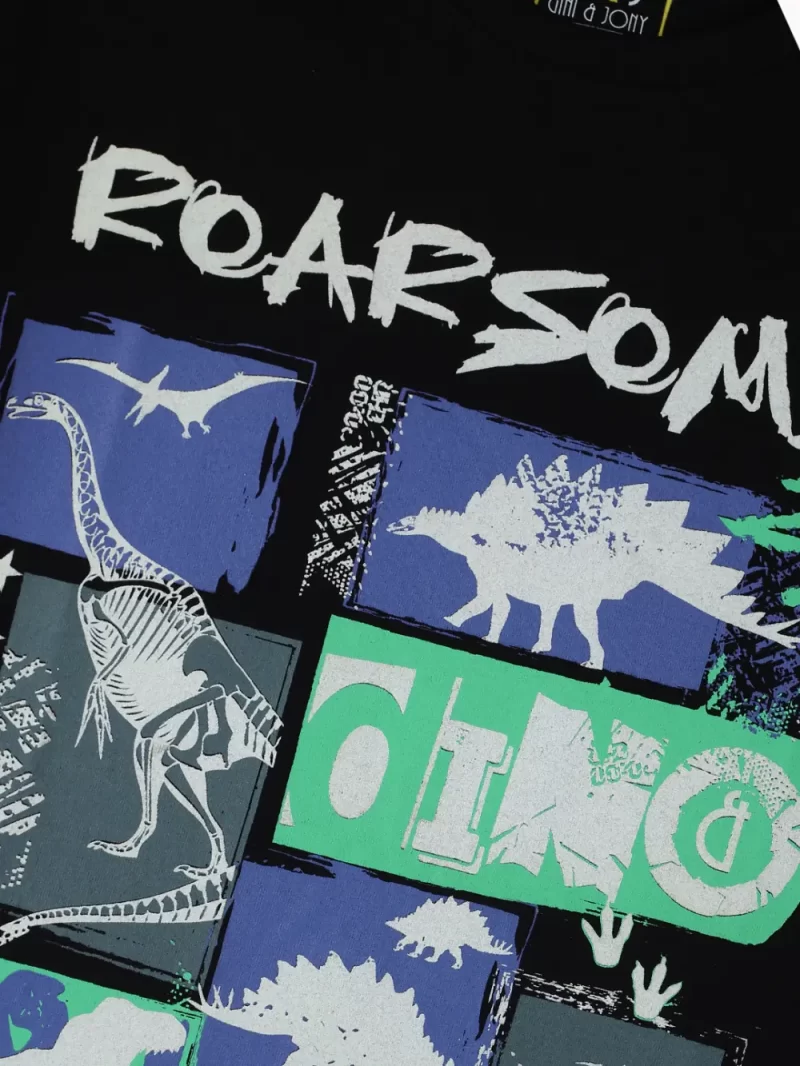 Gini And Jony Boys Black Graphic Print Cotton T-Shirt Half Sleeves