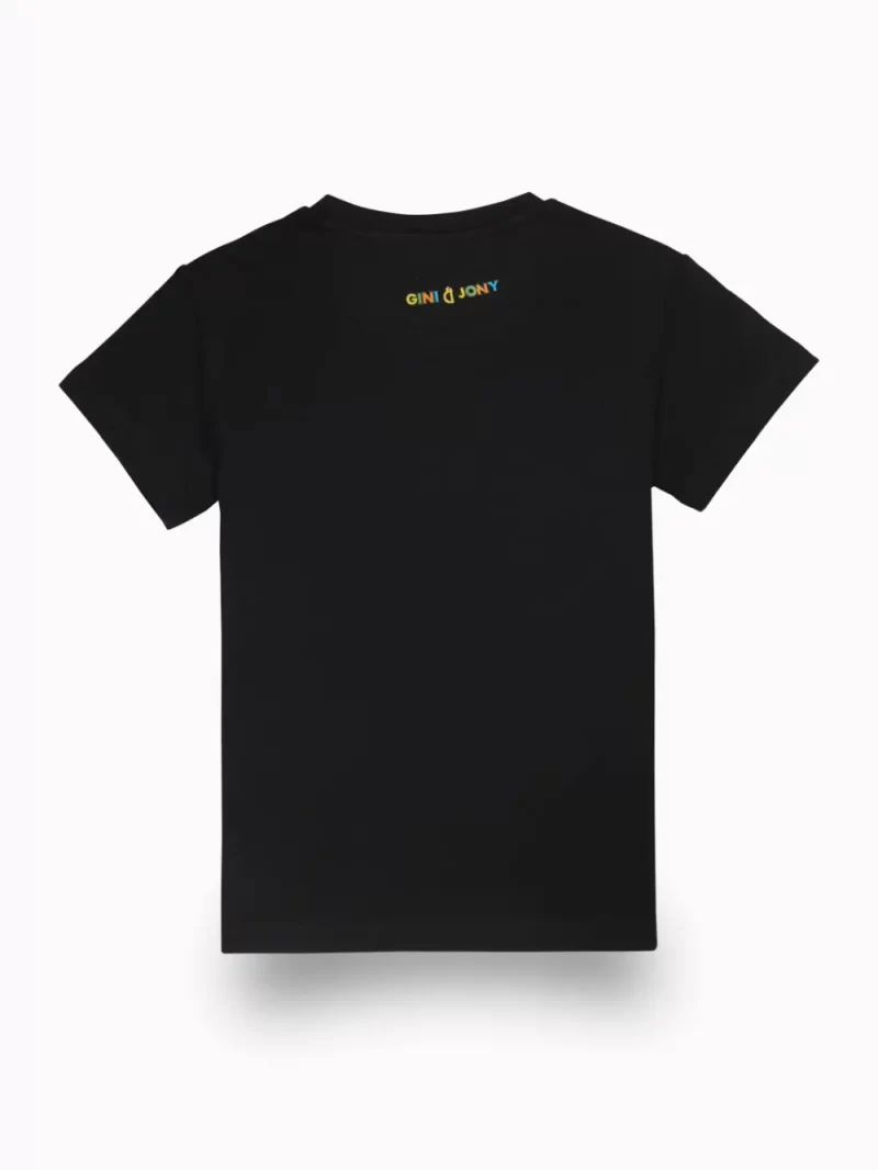 Gini And Jony Boys Black Digital Print Cotton T-Shirt Half Sleeves