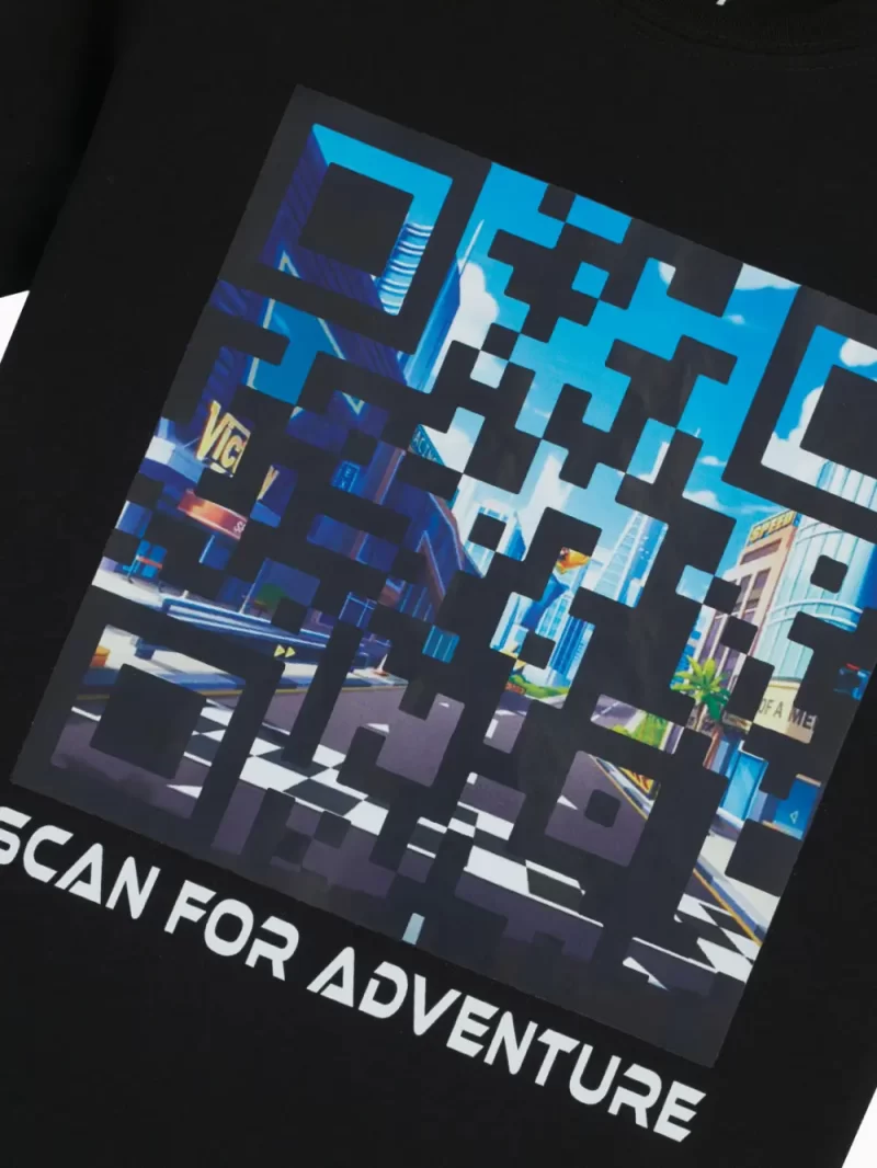 Gini And Jony Boys Black Digital Print Cotton T-Shirt Half Sleeves