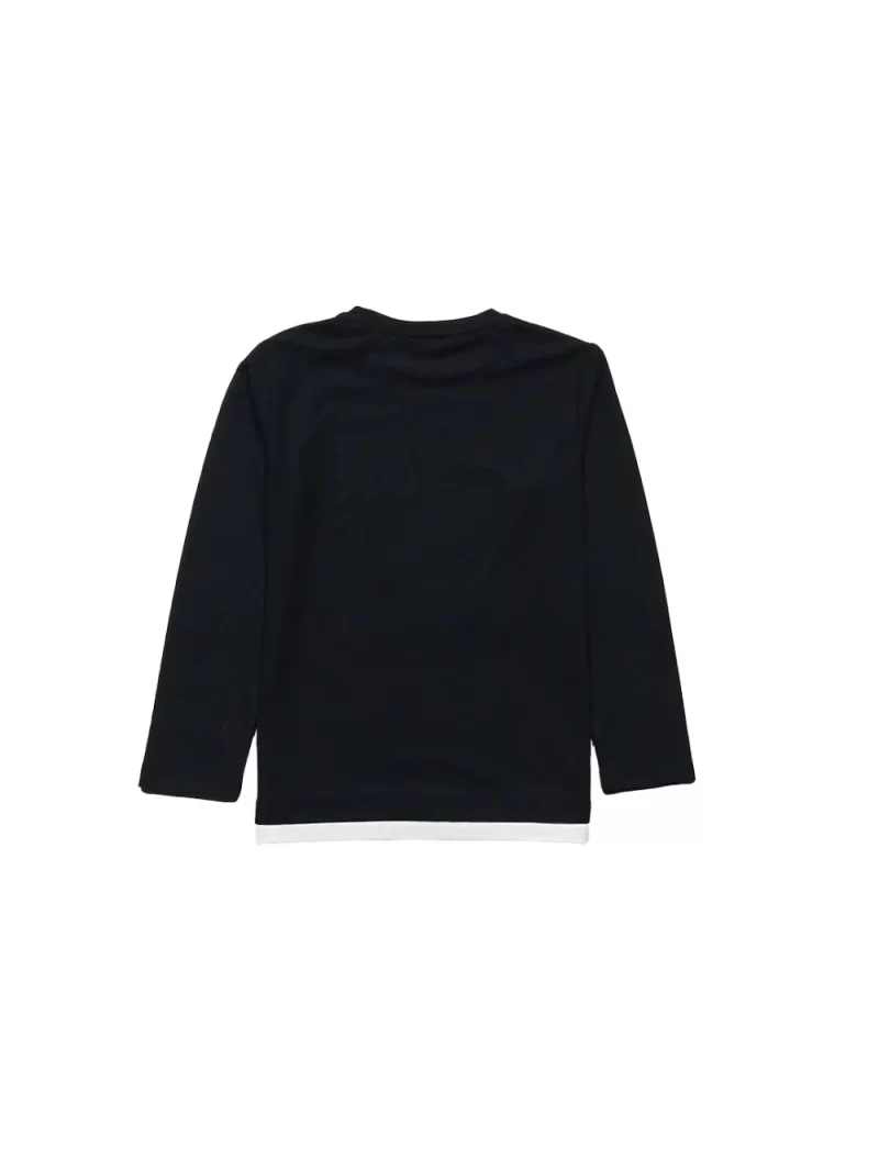 Gini And Jony Boys Black Brand Logo Cotton T-Shirt Full Sleeves