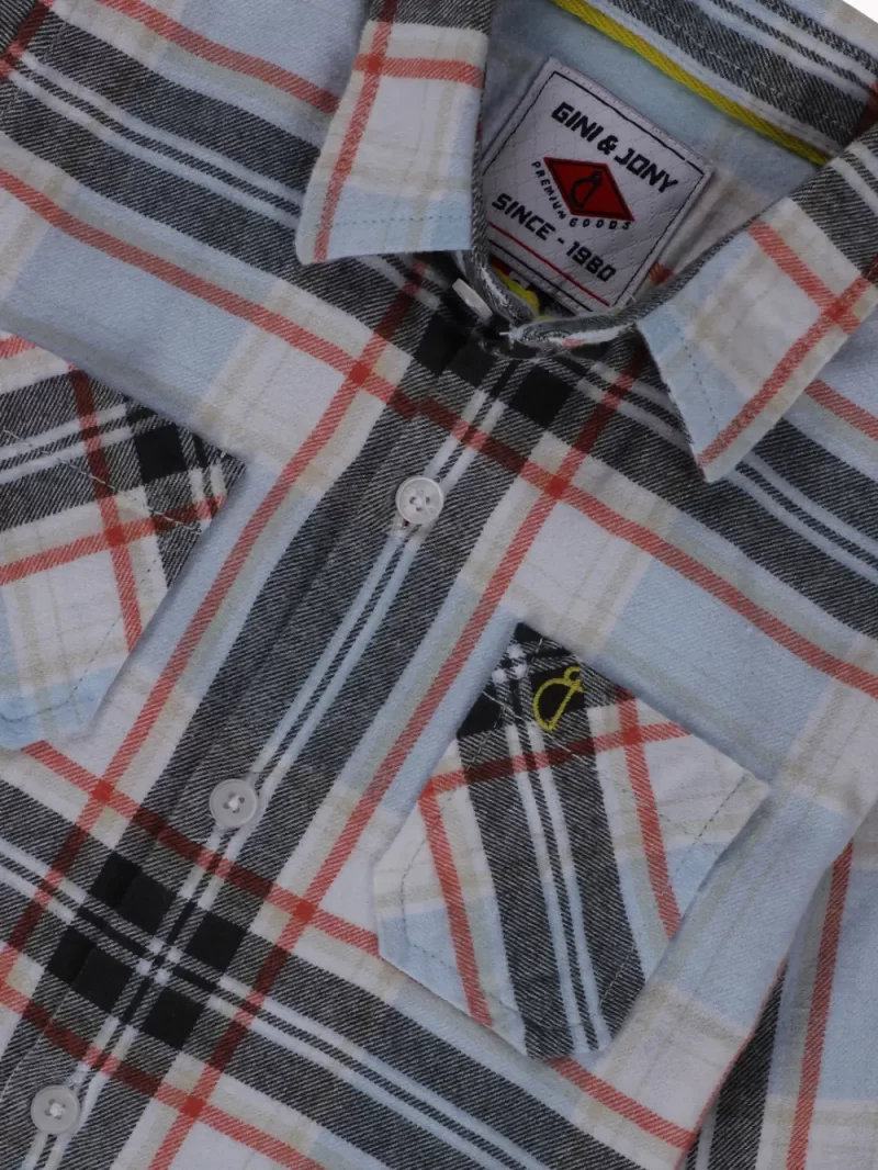 Gini And Jony Boys Blue Checks Cotton Shirt Full Sleeves