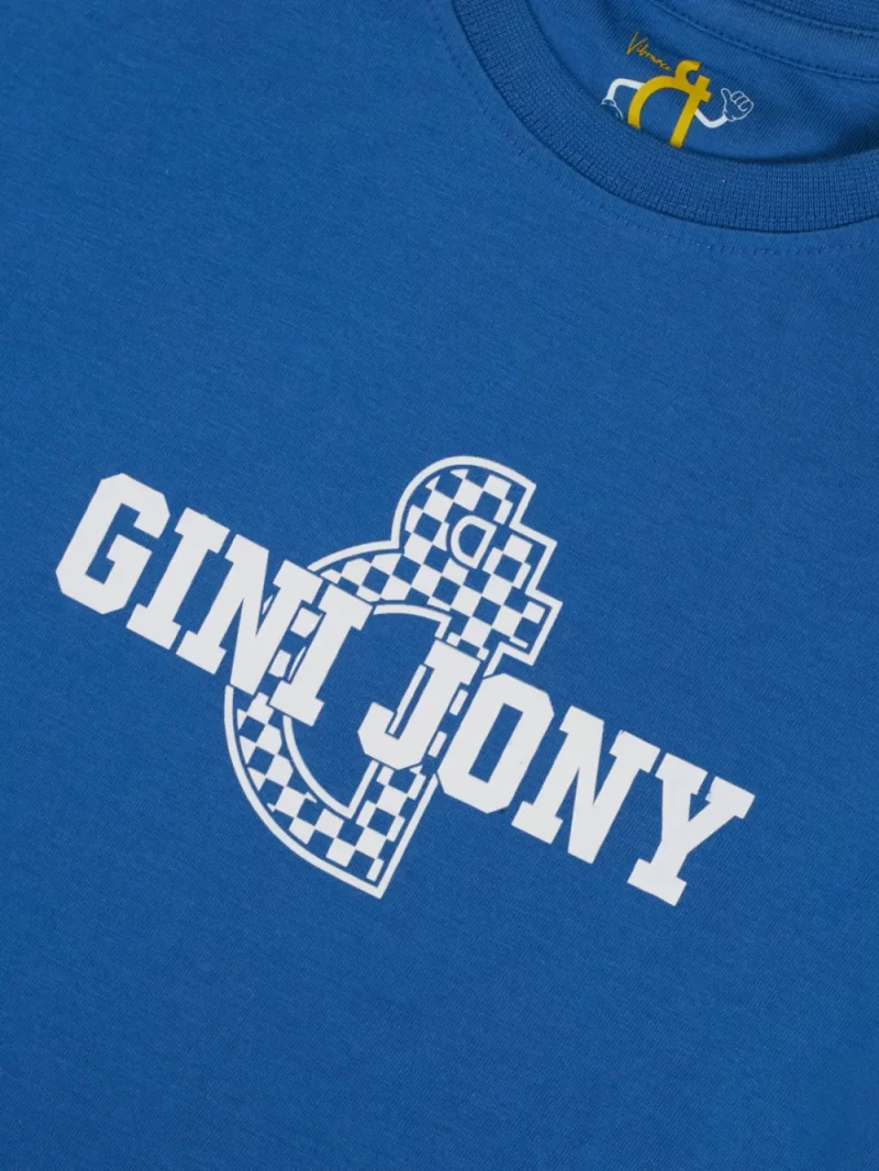 Gini And Jony Boys Blue Typographic Print Cotton T-Shirt Half Sleeves