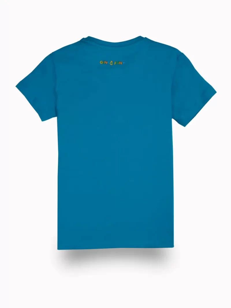 Gini And Jony Boys Blue Digital Print Cotton T-Shirt Half Sleeves