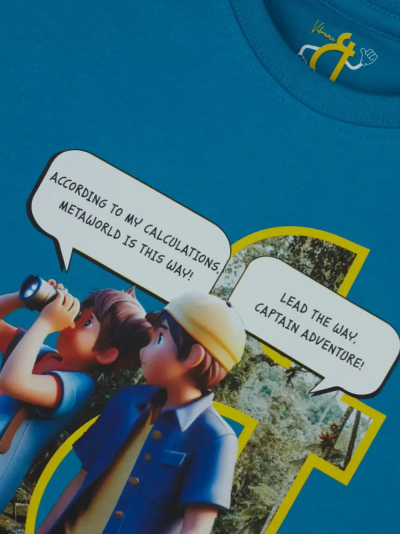 Gini And Jony Boys Blue Digital Print Cotton T-Shirt Half Sleeves