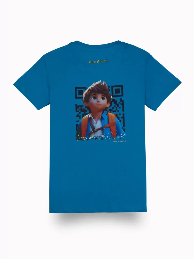 Gini And Jony Boys Blue Digital Print Cotton T-Shirt Half Sleeves
