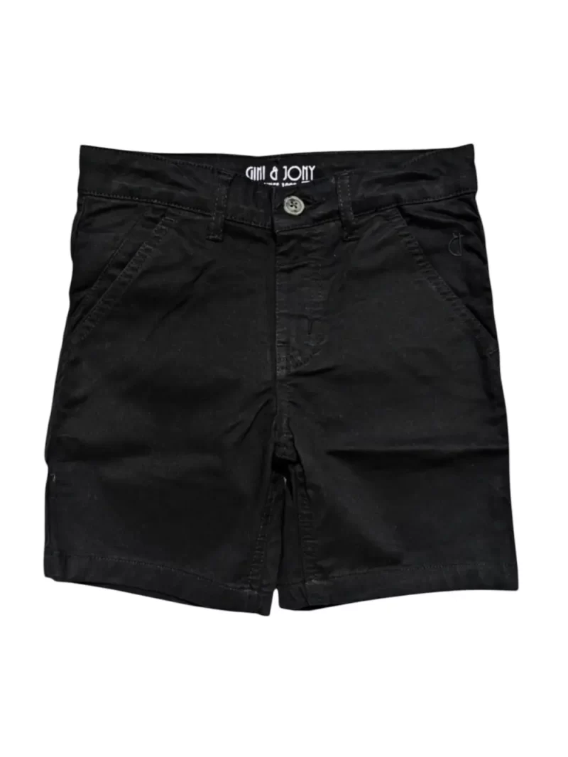 Gini And Jony Boys Black Solid Cotton Bermuda Elasticated