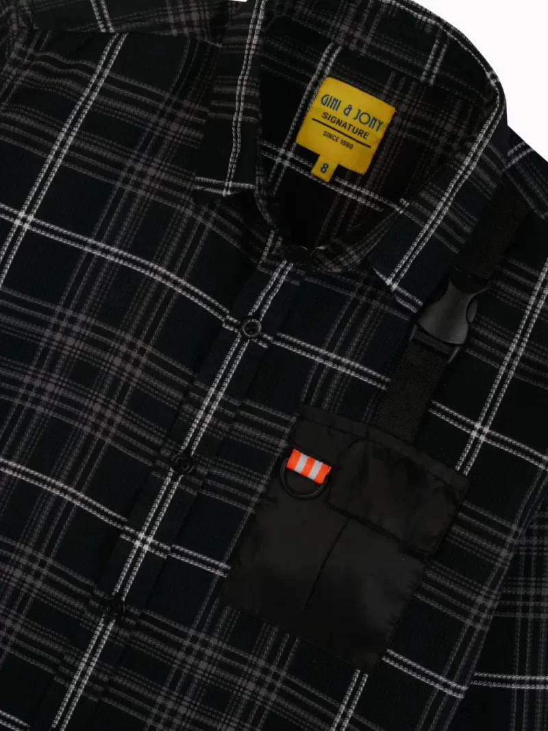 Gini And Jony Boys Black Checks Cotton Shirt Full Sleeves