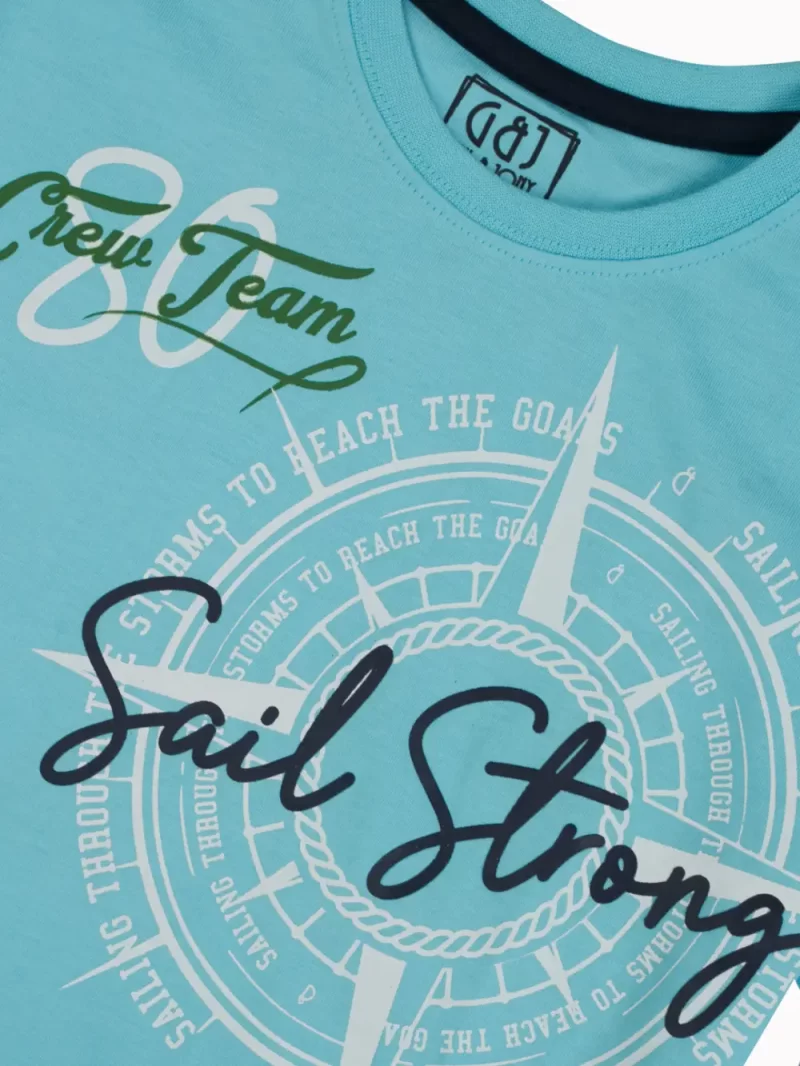 Gini And Jony Boys Blue Graphic Print Cotton T-Shirt Half Sleeves