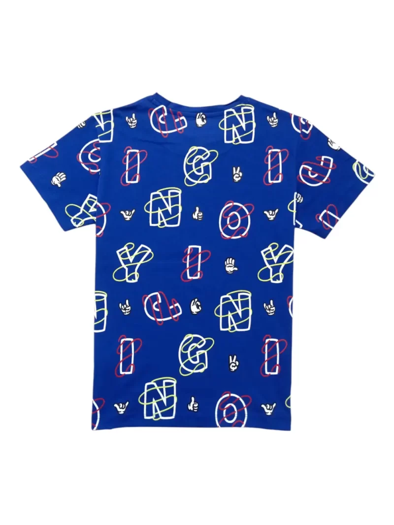 Gini And Jony Boys Blue Alphabetic Print Cotton T-Shirt Half Sleeves