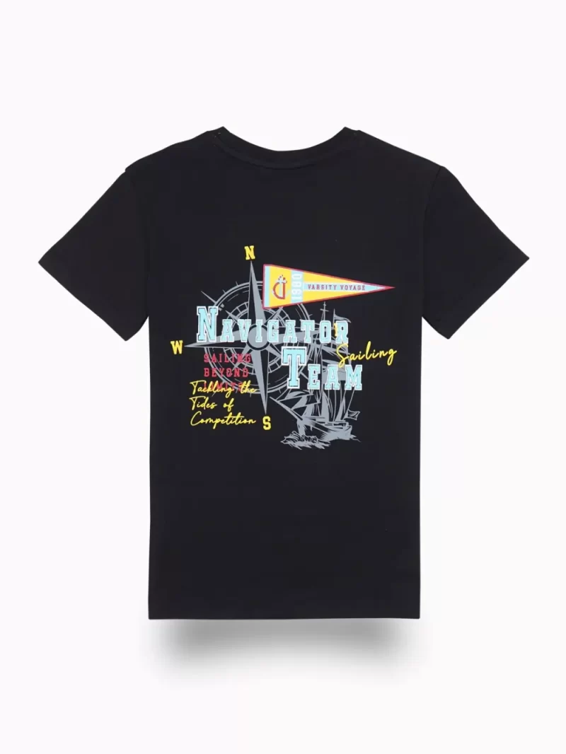Gini And Jony Boys Black Graphic Print Cotton T-Shirt Half Sleeves