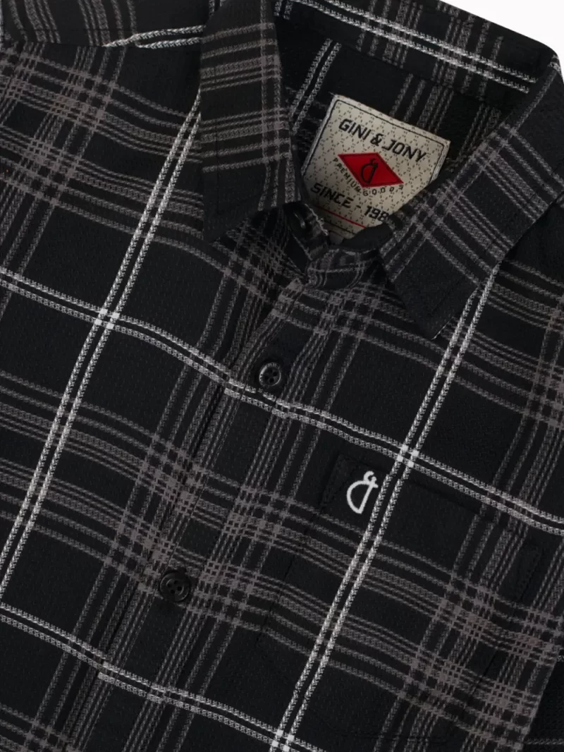 Gini And Jony Boys Black Checks Cotton Shirt Full Sleeves