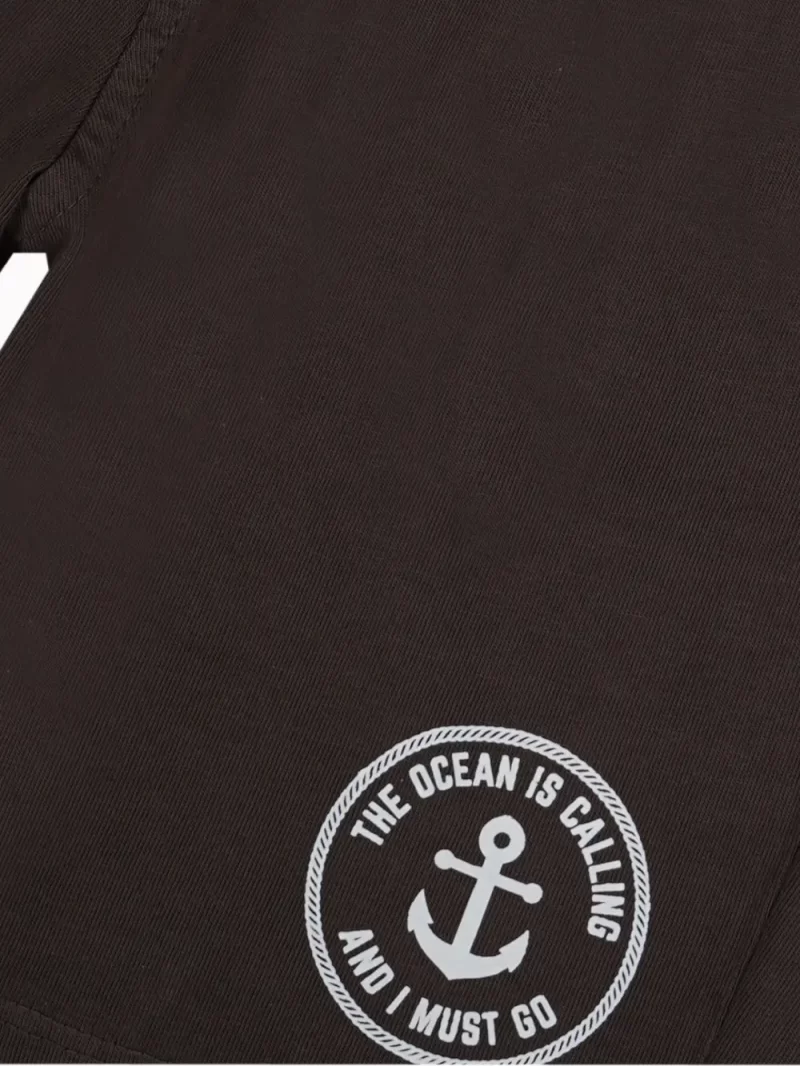 Gini And Jony Boys Brown Typographic Print Cotton Bermuda Elasticated