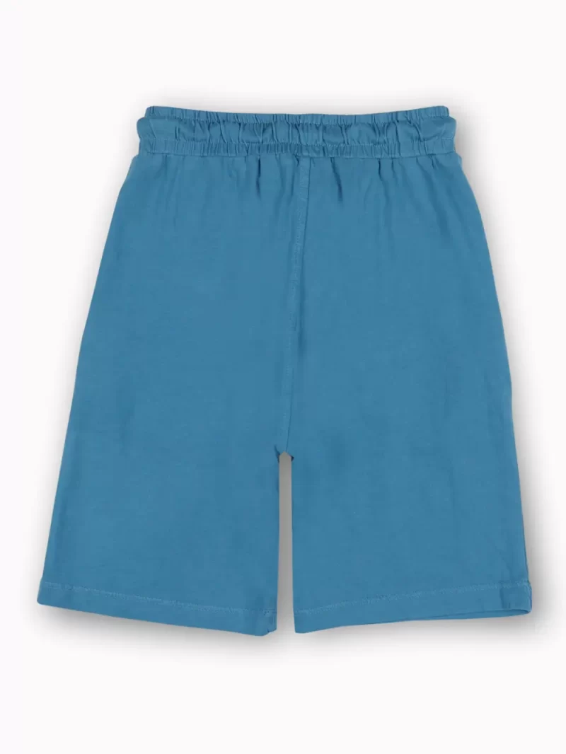 Gini And Jony Boys Blue Typographic Print Cotton Bermuda Elasticated