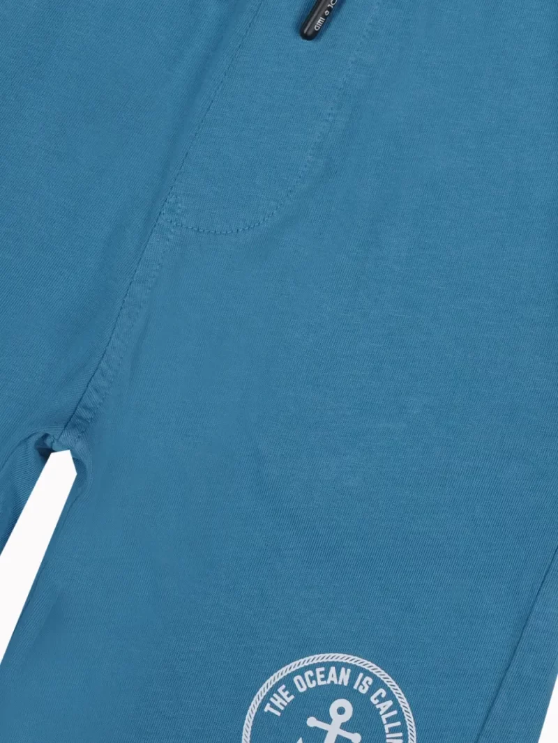 Gini And Jony Boys Blue Typographic Print Cotton Bermuda Elasticated