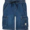 Gini And Jony Boys Blue Washed Denim Bermuda Elasticated