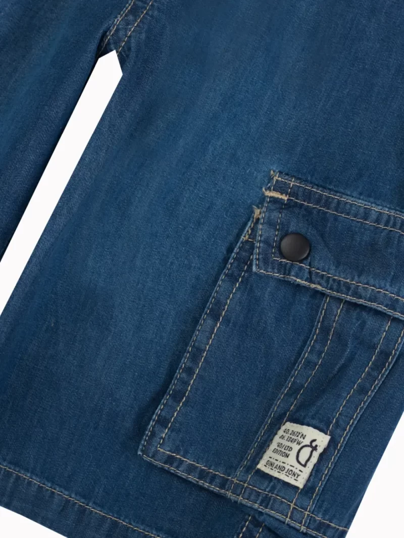 Gini And Jony Boys Blue Washed Denim Bermuda Elasticated