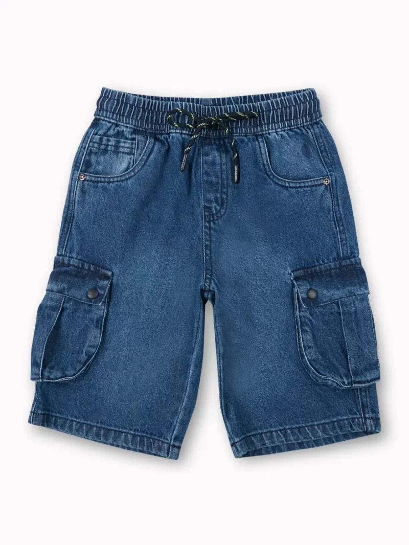 Gini And Jony Boys Dark Blue Washed Denim Bermuda Elasticated