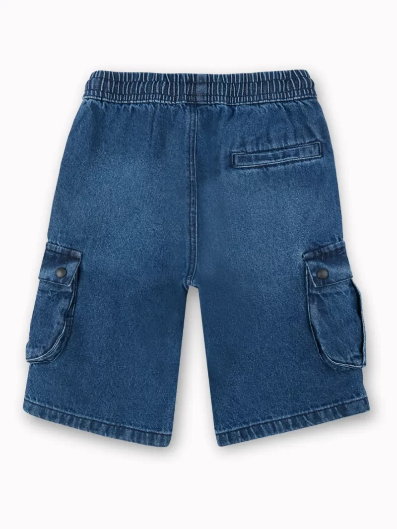 Gini And Jony Boys Dark Blue Washed Denim Bermuda Elasticated