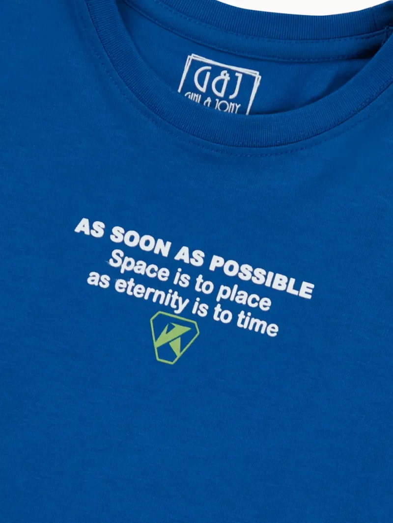 Gini And Jony Boys Blue Graphic Print Cotton T-Shirt Half Sleeves