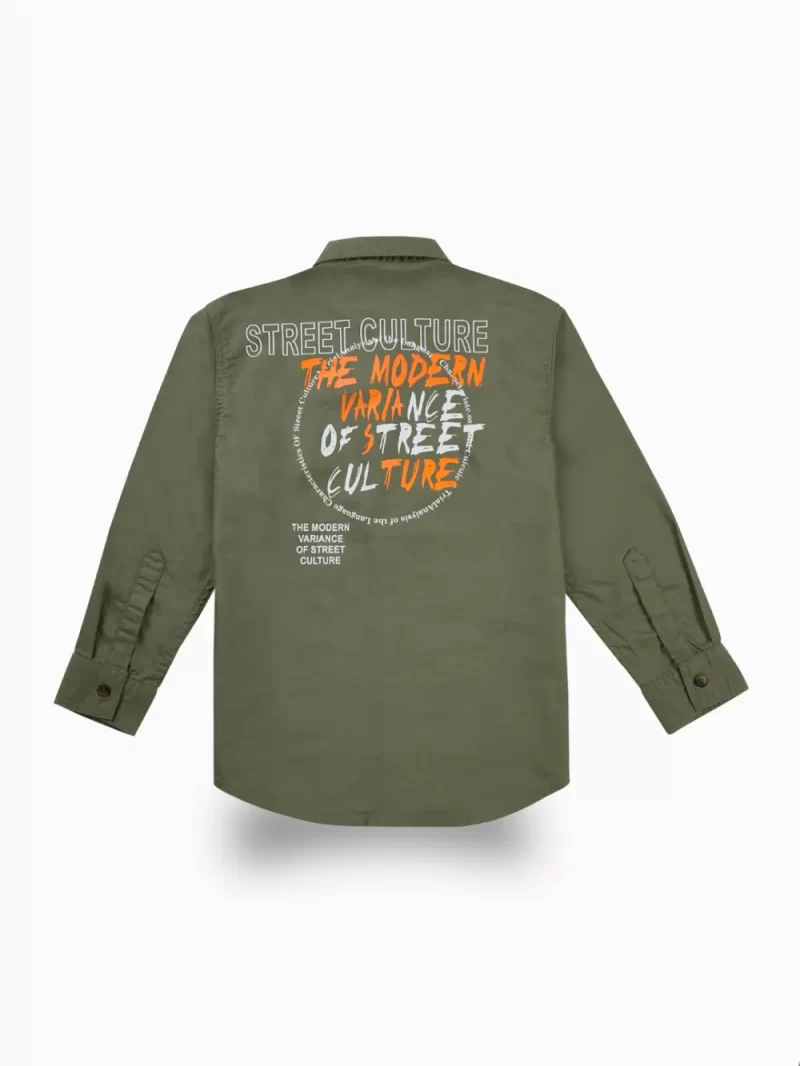 Gini And Jony Boys Green Typographic Print Cotton Shirt Full Sleeves