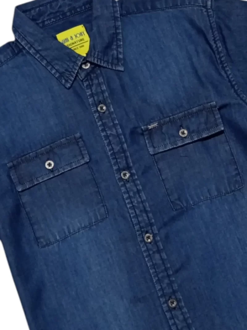 Gini And Jony Boys Blue Embroidery Denim Shirt Half Sleeves