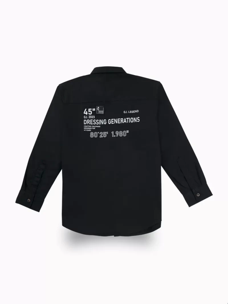 Gini And Jony Boys Black Typographic Print Cotton Shirt Full Sleeves