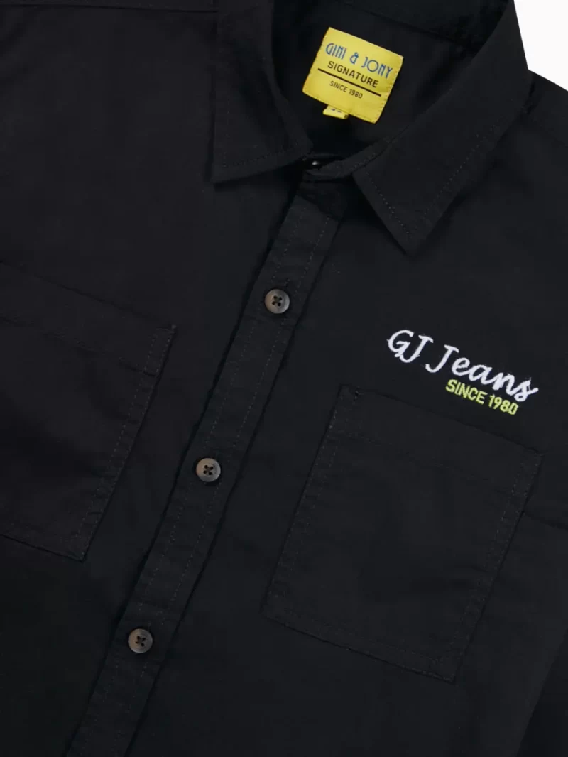 Gini And Jony Boys Black Typographic Print Cotton Shirt Full Sleeves