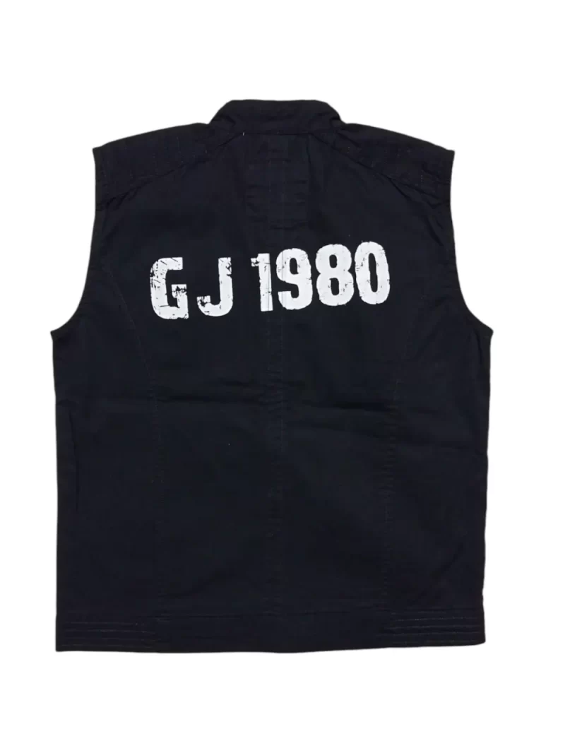 Gini And Jony Boys Black Typographic Print Cotton Woven Jacket Sleeveless